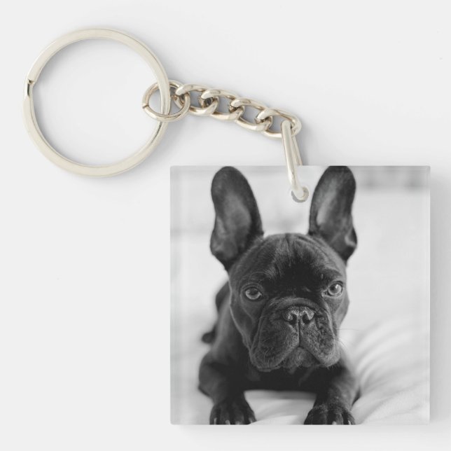 Porte-clefs Create Your Own Pet Photo | Black and White (Devant)