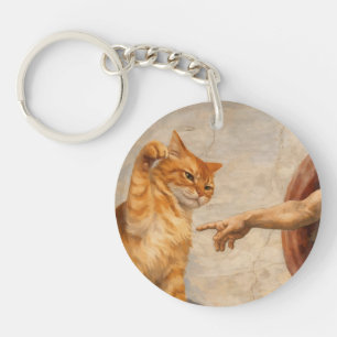 Porte-clefs Création d'Adam avec le chat Sarca, une œuvre d'ar