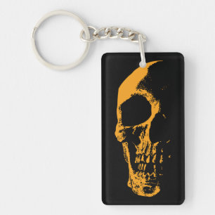 Porte-clefs Création de peinture orange de crâne illuminé