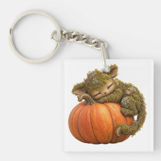 Porte-clefs Créature de mousse fantastique avec carte postale