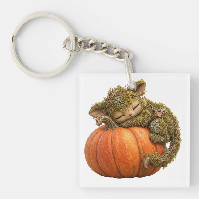 Porte-clefs Créature de mousse fantastique avec carte postale  (Devant)