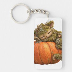 Porte-clefs Créature de mousse fantastique avec carte postale