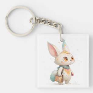 Porte-clefs Créature Lapin-Chat Magique aux Taches de Peinture