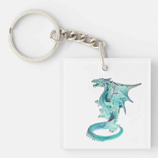 Porte-clefs Créature Mythique Dragon Bleu Ciel Personnalisable (Devant)