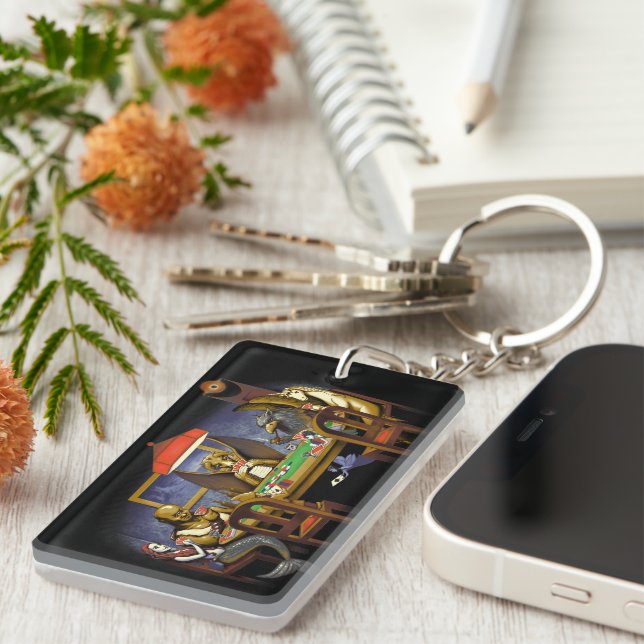Porte-clefs Créatures Mythiques Jouer Au Poker (Devant droit)