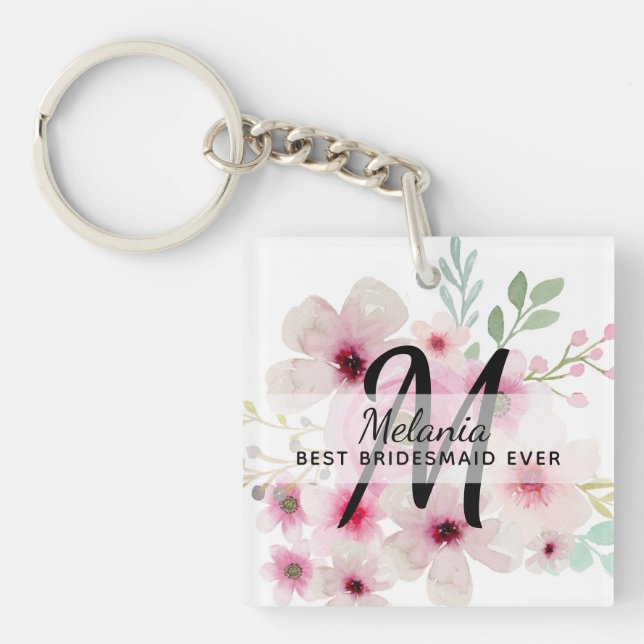 Porte-clefs Créer sa propre PINK BLUSH FLORAL BOHO BridalParty (Devant)