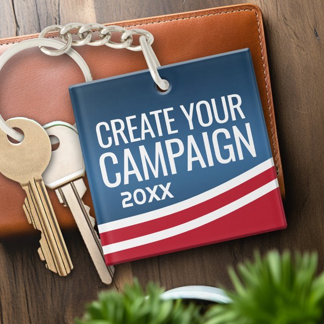 Porte-clefs Créez Votre Propre Création de Élection (Personalized Keychain with an area to create your own campaign materials)