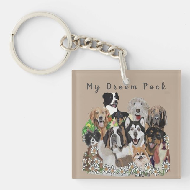 Porte-clefs Créez Votre Propre Pack De Chien Heureux Modèle Ou (Devant)