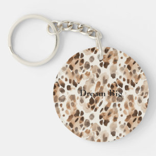 Porte-clefs Crème chic Brown léopard animal Anniversaire
