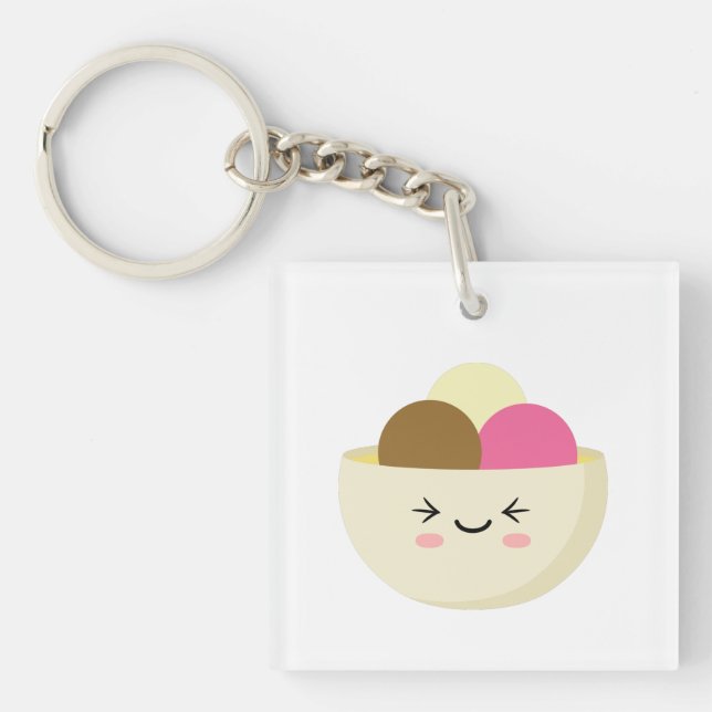 Porte-clefs Crème glacée Kawaii (Devant)