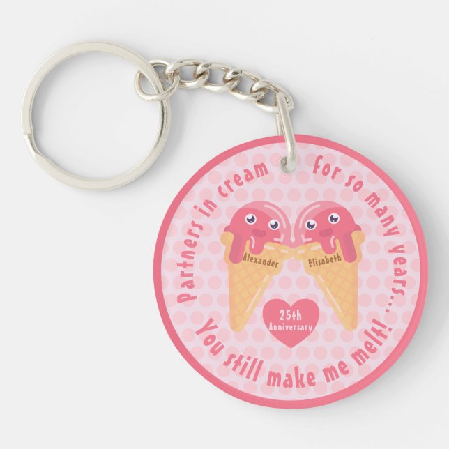 Porte-clefs Crème glacée Scoops Cute Romantique Saint Valentin (Devant)
