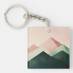 Porte-clefs Crête pastel – Paysage de montagne géométrique #1