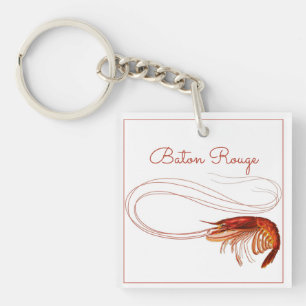 Porte-clefs Crevettes rouges en blanc  