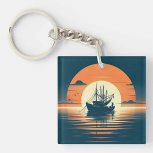 Porte-clefs crevettes vintages/marines/pêche