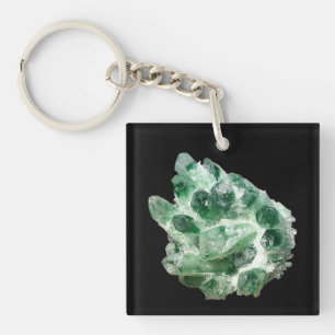 Porte-clefs Cristal de Roche Chlorite Naturel Vert Art