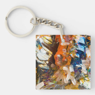 Porte-clefs Cristal d'Hématite Arc-en-Ciel Iridescent Équilibr