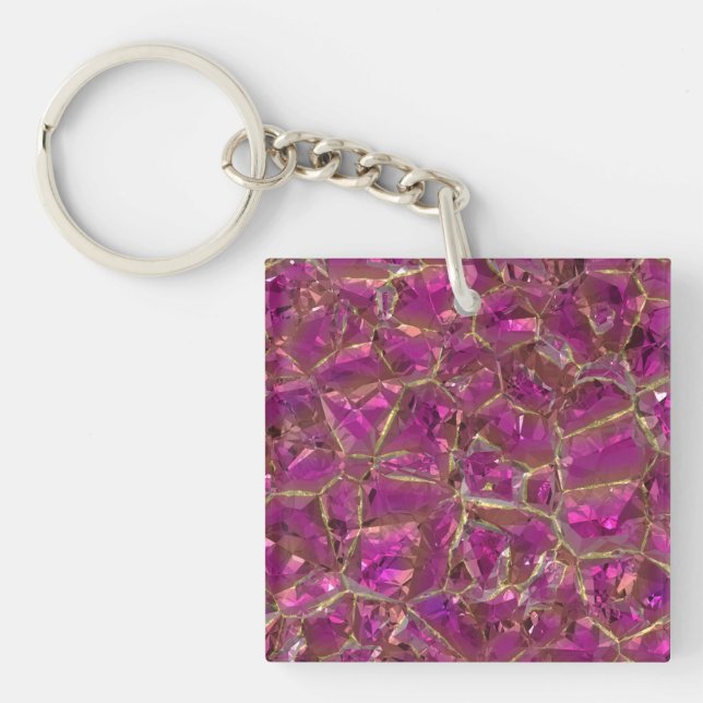 Porte-clefs Cristal rose et or (Devant)