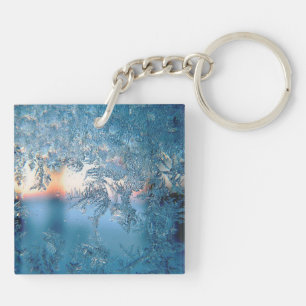 Porte-clefs Cristaux de glace élégants en verre givré d'hiver