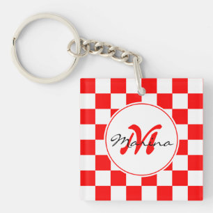 Porte-clefs Croatie Hrvatska Nom À damiers Monogramme