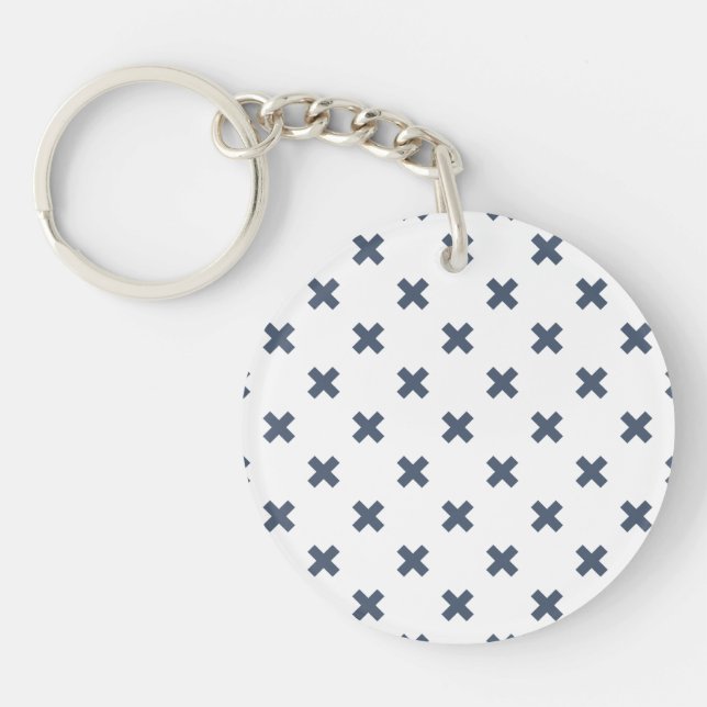 Porte-clefs Crochets bleu-gris sur blanc (Devant)