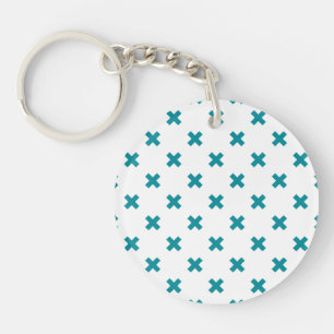 Porte-clefs Crochets turquoises sur blanc
