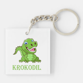 Porte-clefs Crocodile de dessin animé vert blanc
