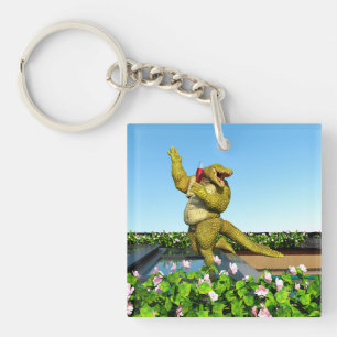 Porte-clefs Crocodile drôle Champagne Fête Piscine Art