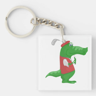 Porte-clefs Crocodile Jouer au golf