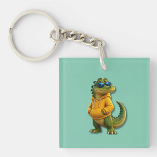 Porte-clefs Crocodile mignon en sweat à capuche jaune Porte-cl