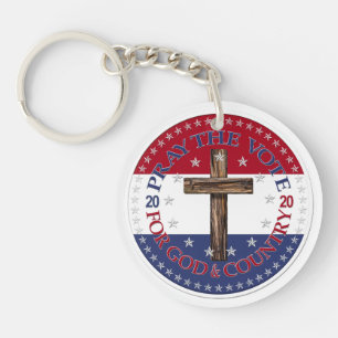 Porte-clefs Croix 2020 Priez pour le vote pour Dieu et la patr