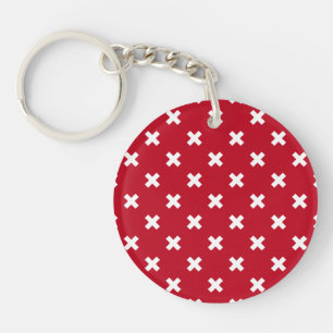 Porte-clefs Croix blanche sur le rouge