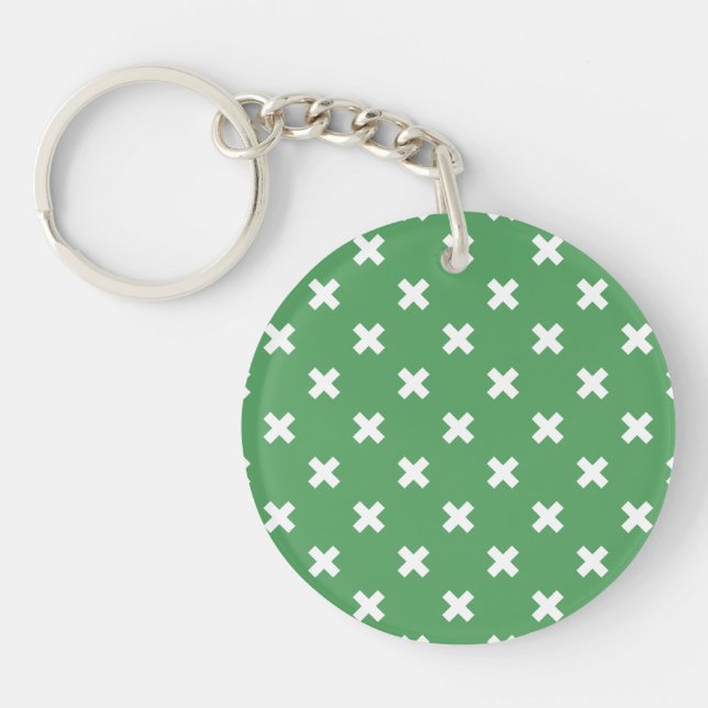 Porte-clefs Croix blanche sur le vert (Devant)