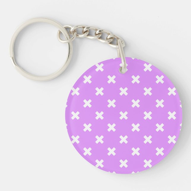 Porte-clefs Croix blanches sur lilas (Devant)