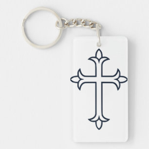 Porte-clefs Croix Chrétienne Classique Art Minimaliste Fin