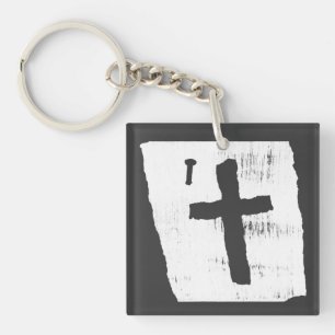 Porte-clefs Croix chrétienne Grungy