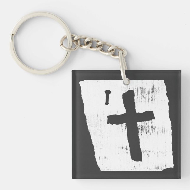 Porte-clefs Croix chrétienne Grungy (Devant)