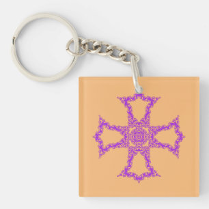 Porte-clefs Croix chrétienne rose Art moderne et esthétique