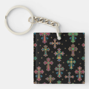 Porte-clefs Croix Colorées / La Foi mais Amusante