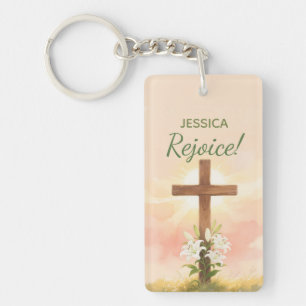Porte-clefs Croix de joie de Pâques Cadeau chrétien