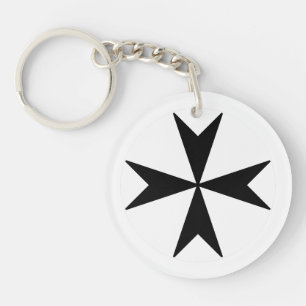 Porte-clefs Croix de Malte v2 (noir sur blanc)