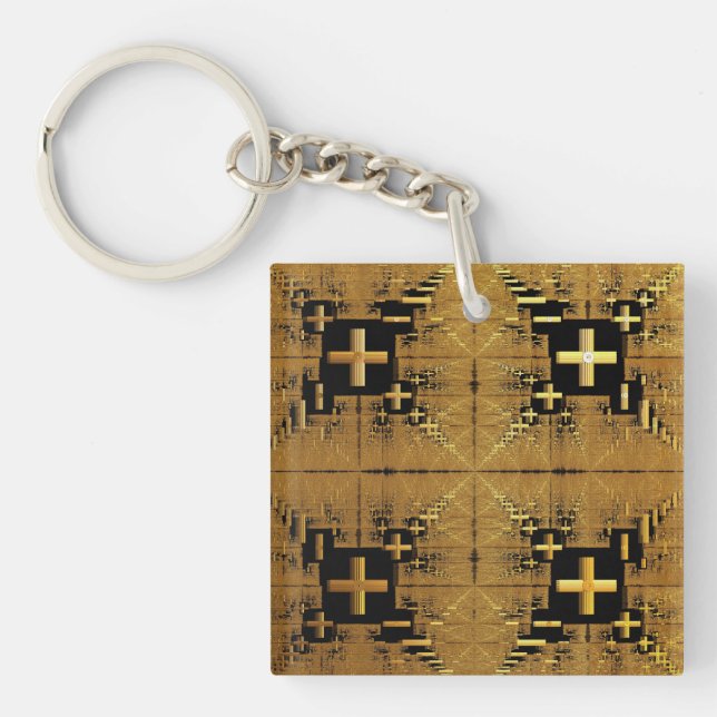 Porte-clefs Croix d'or fractée (Devant)