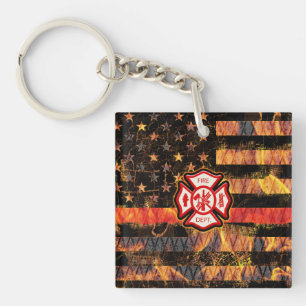 Porte-clefs Croix et flammes des pompiers
