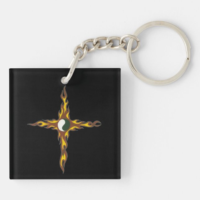 Porte-clefs Croix-feu de Yin Yang (Dos)