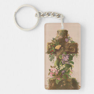 Porte-clefs Croix florale rustique vintage, carte de Pâques,