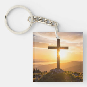 Porte-clefs Croix sur une colline