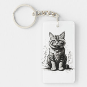 Porte-clefs Croquis au crayon de chat mignon