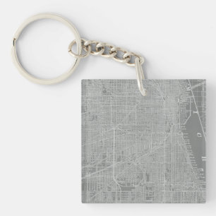 Porte-clefs Croquis de carte de ville de Chicago