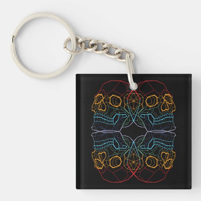 Porte-clefs Croquis de crâne coloré (Devant)