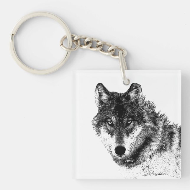 Porte-clefs Croquis de loup gris (Devant)
