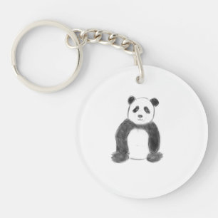 Porte-clefs Croquis de panda en noir et blanc